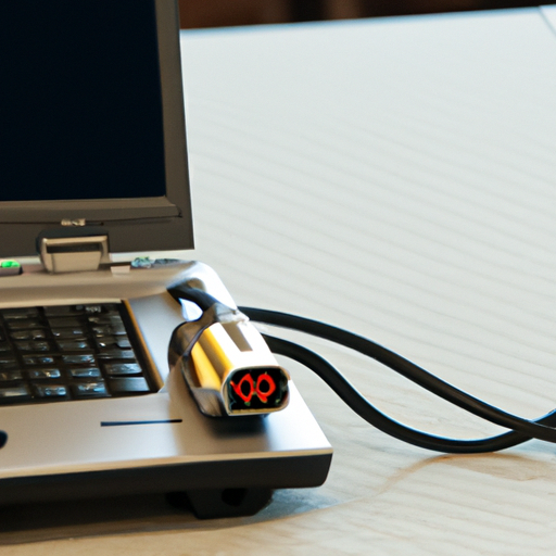 Beamer verbonden met een laptop met een kabel