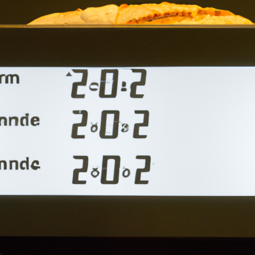 Een digitale display van de broodbakmachine toont een timer die aftelt