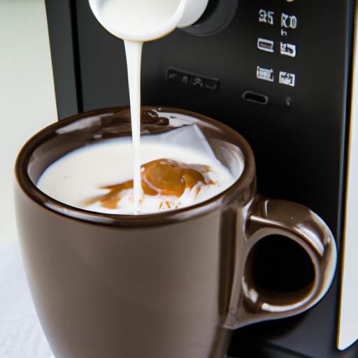 Koffiezetapparaat met warme melk erin