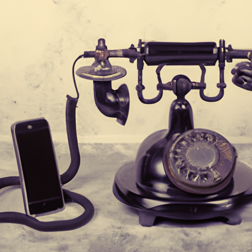Smartphone en oude klassieke telefoon naast elkaar