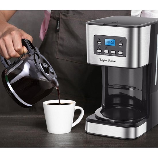 Taylor swoden koffiezetapparaat filterkoffie 12 koppen met glazen kan zwart/rvs darcy 30quk rovx8a5lyx0y