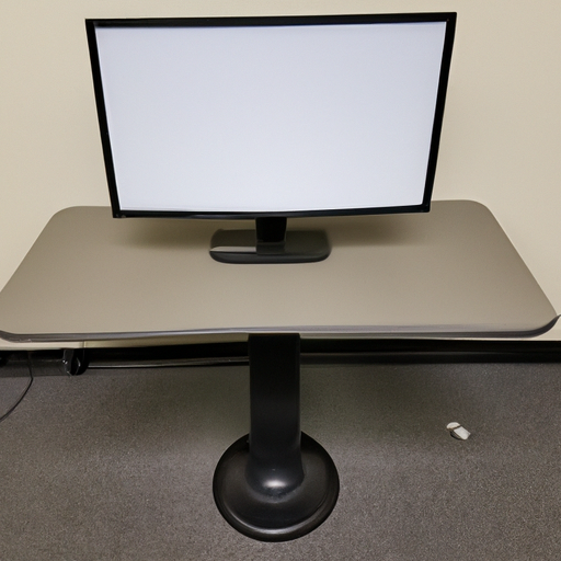 Zit sta bureau met computer monitor en toetsenbord erop