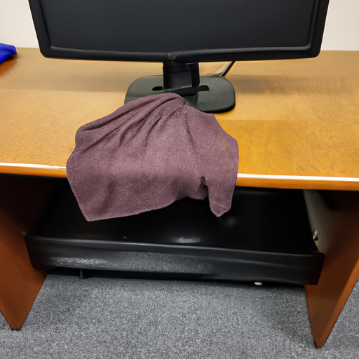 Zit sta bureau welke wordt schoongemaakt met een natte doek